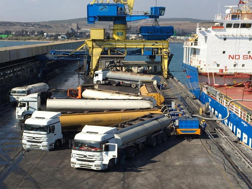 Spolan Bitümen Transferi Gemi-Kara Tankeri, Kara Tankeri-Gemi Arası Mobil Transfer Plenti