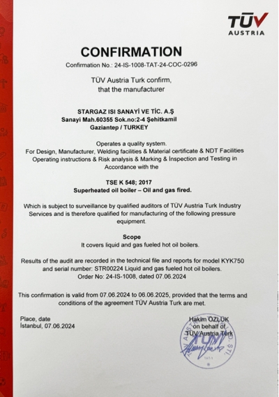 TSE K 548 Uygunluk Belgesi